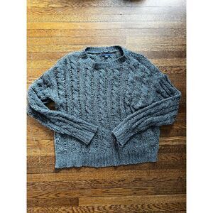 American Eagle Gray Pullover Cable Knit Chenille Sz Small